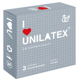 ПРЕЗЕРВАТИВЫ UNILATEX DOTTED С ТОЧКАМИ 3 ШТ