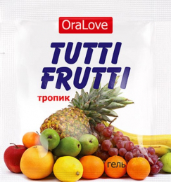 СЪЕДОБНАЯ ГЕЛЬ-СМАЗКА TUTTI-FRUTTI ДЛЯ ОРАЛЬНОГО СЕКСА СО ВКУСОМ ЭКЗОТИЧЕСКИХ ФРУКТОВ ,4ГР