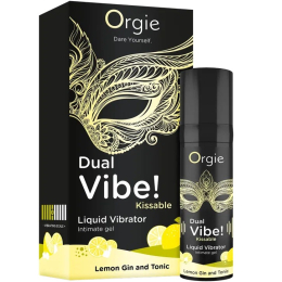 СЪЕДОБНЫЙ ЖИДКИЙ ВИБРАТОР DUAL VIBE СО ВКУСОМ ЛИМОННОГО ДЖИН ТОНИКА, 15 МЛ