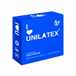 ПРЕЗЕРВАТИВЫ UNILATEX NATURAL PLAIN ГЛАДКИЕ КЛАССИЧЕСКИЕ 3 ШТ