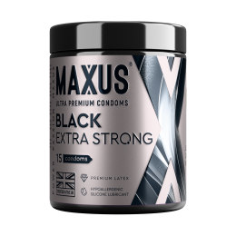 ПРЕЗЕРВАТИВЫ MAXUS НАБОР В ЖЕЛЕЗНОМ КЕЙСЕ УТОЛЩЕННЫЕ BLACK STRONG 15 ШТ