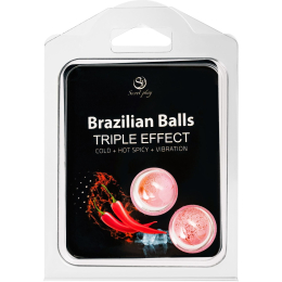  МАССАЖНОЕ МАСЛО ТЕПЛО ХОЛОД И ВИБРАЦИЯ BRAZILIAN BALLS 2 ШТ