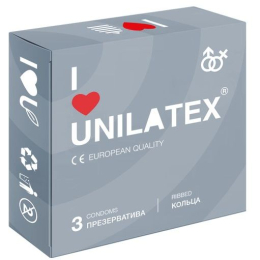 ПРЕЗЕРВАТИВЫ UNILATEX RIBBED РЕБРИСТЫ 3 ШТ