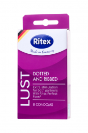 ПРЕЗЕРВАТИВЫ RITEX LUST РИФЛЕНЫЕ С ПУПЫРЫШКАМИ 8 ШТ