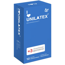 ПРЕЗЕРВАТИВЫ UNILATEX NATURAL PLAIN ГЛАДКИЕ КЛАССИЧЕСКИЕ 12+3 ШТ