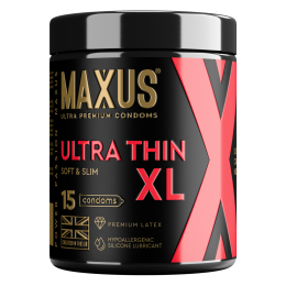 ПРЕЗЕРВАТИВЫ УВЕЛИЧЕННЫЕ MAXUS XL УЛЬТРАТОНКИЕ С ЖЕЛЕЗНЫМ КЕЙСОМ 15 ШТ